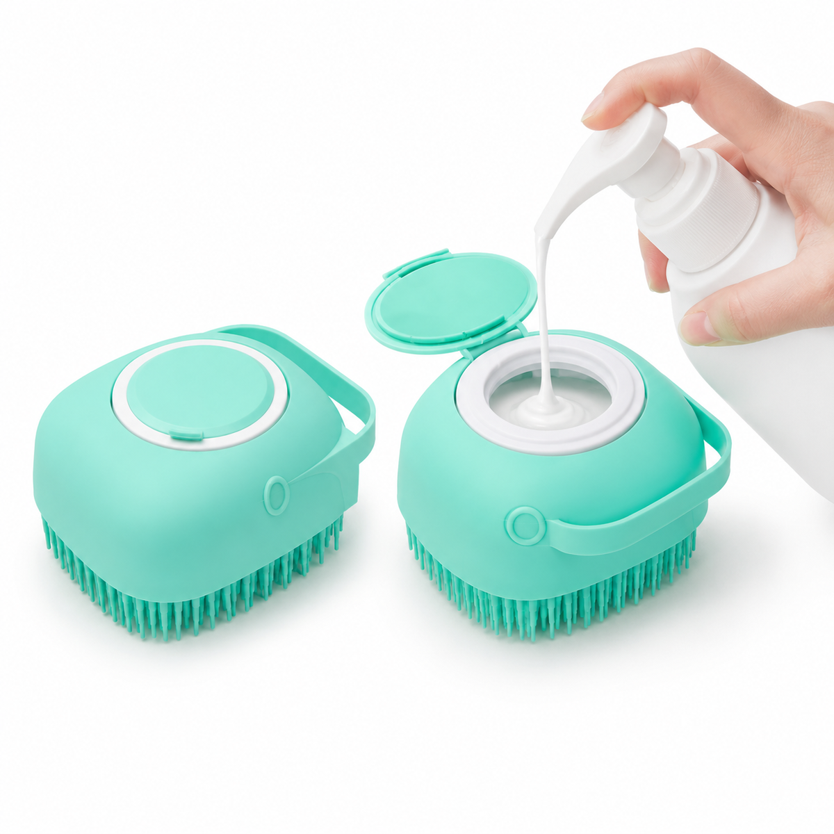 Silicone Pet Bath Brush with Shampoo Dispenser