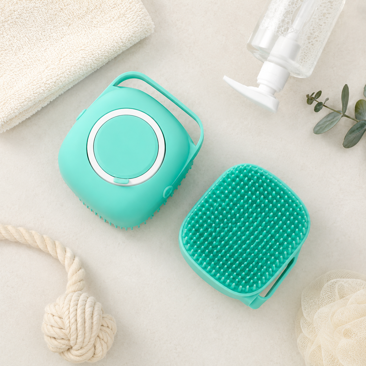 Silicone Pet Bath Brush with Shampoo Dispenser