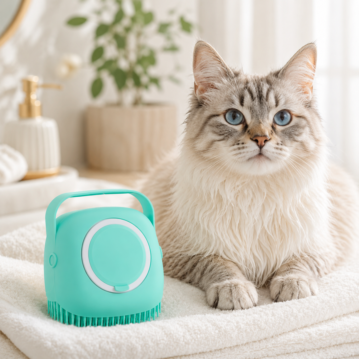 Silicone Pet Bath Brush with Shampoo Dispenser
